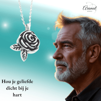 Ashanger Roosvormig met Twee Blaadjes - Zilverkleurig RVS - hang569 - Gedenkhangers kopen# - 28mm - alles - ashangers