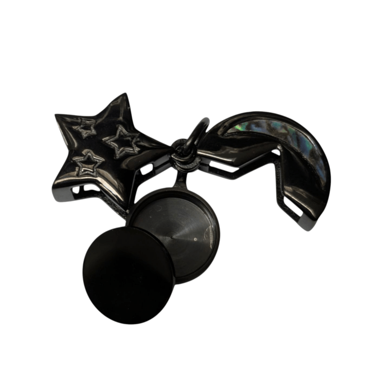 Ashanger Ster en Maan - Zwart RVS met Abalone - hang1474 - IJD20083 - Gedenkhangers kopen# - 22mm - Abalone - alles