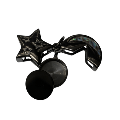 Ashanger Ster en Maan - Zwart RVS met Abalone - hang1474 - IJD20083 - Gedenkhangers kopen# - 22mm - Abalone - alles