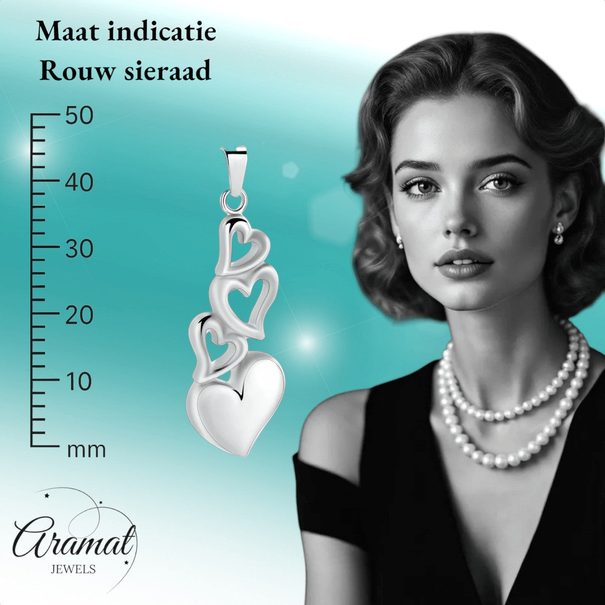Ashanger vier harten – symbolisch rouwsieraad staal - Aramat Jewels - Gedenkhangers - cadeautip