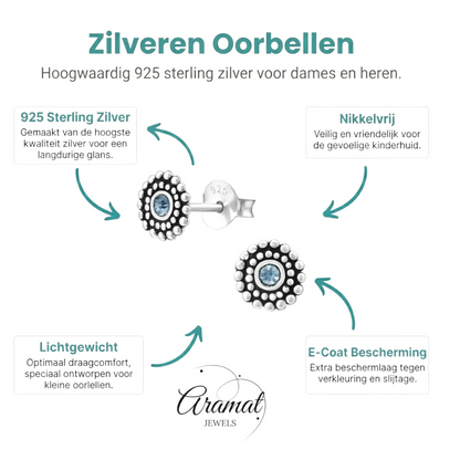 Bali Oorbellen Licht Blauw Kristal | 925 Zilver - Aramat Jewels - Oorbellen - cadeautip