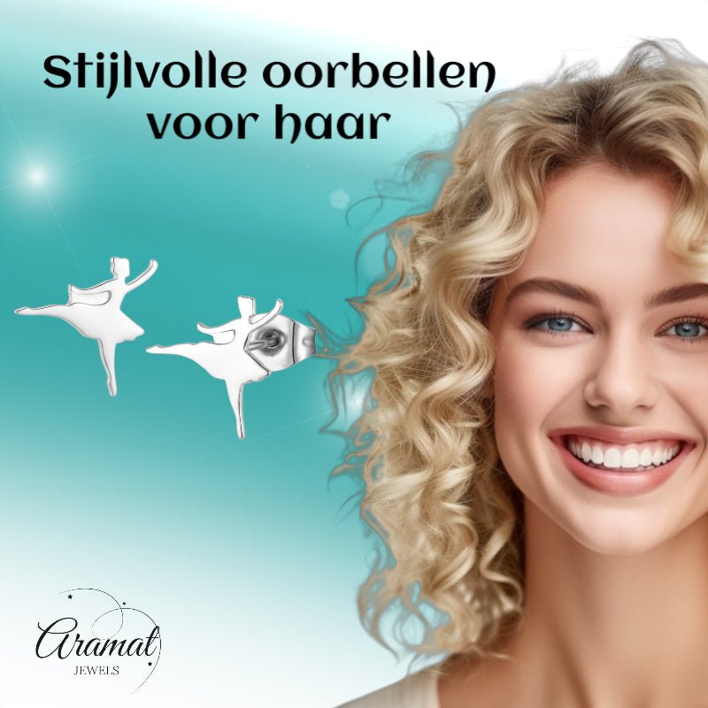 Ballerina Oorstekers RVS – Zilverkleur 11mm - Aramat Jewels - Oorbellen - cadeautip