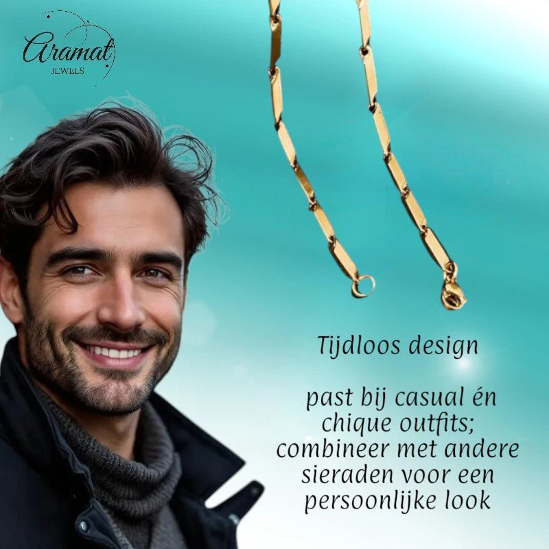 Bamboo Ketting in Goudkleurig Staal - Aramat Jewels - Halskettingen - cadeautip