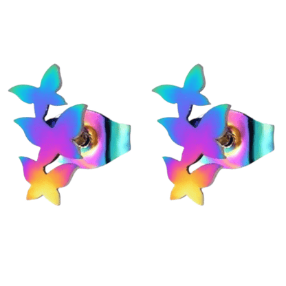 Bar oorstekers multikleur – 3 vlinders – 10x6mm - Aramat Jewels - Oorbellen - cadeautip