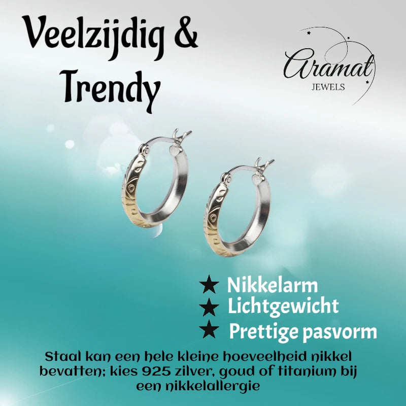 Boucles d'oreilles – Acier inoxydable argent mat couleur fantaisie (20 mm)