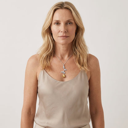 Bicolor RVS Ashanger Roos 45x23mm - Aramat Jewels - Gedenkhangers - cadeautip