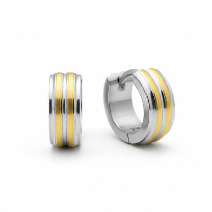 Bicolor stainless steel folding hoop earrings for children 10mm