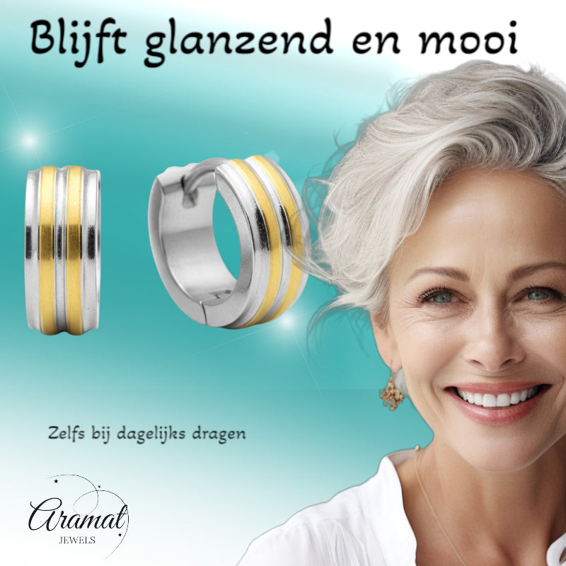 Bicolor stainless steel folding hoop earrings for children 10mm