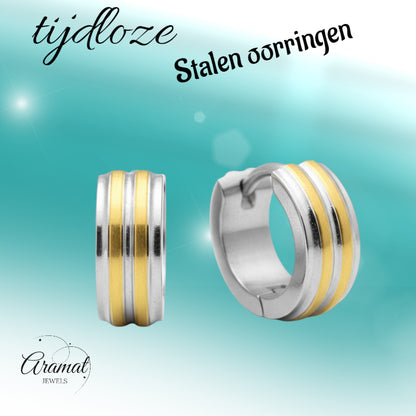 Bicolor stainless steel folding hoop earrings for children 10mm