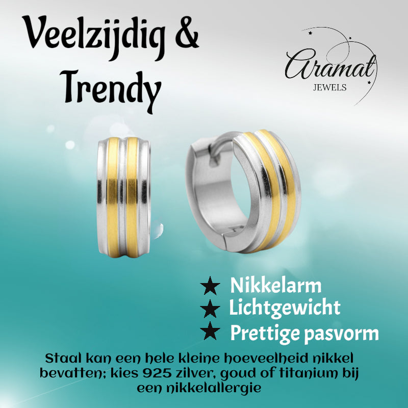 Bicolor stainless steel folding hoop earrings for children 10mm