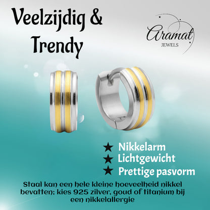 Bicolor stainless steel folding hoop earrings for children 10mm