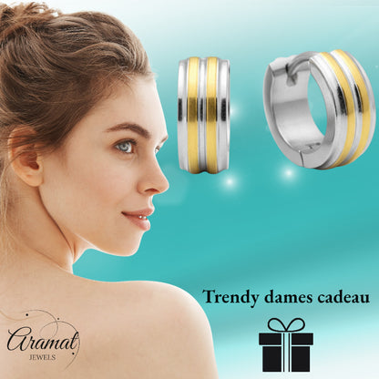 Bicolor stainless steel folding hoop earrings for children 10mm