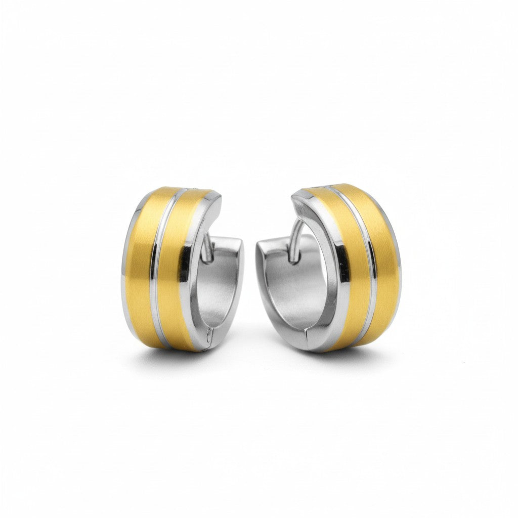Huggies – Bicolor stainless steel with Gold accent (14mm) 