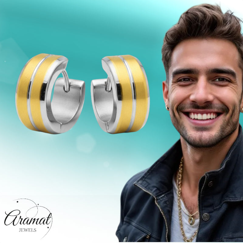 Huggies – Bicolor stainless steel with Gold accent (14mm) 