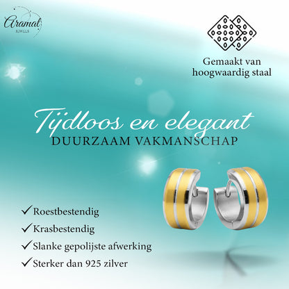 Huggies – Bicolor stainless steel with Gold accent (14mm) 