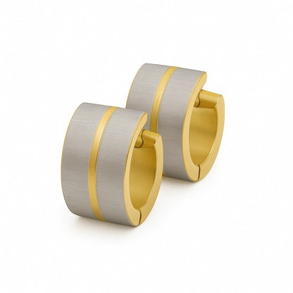 Bicolor Rvs Oorringen - Matte creolen - oor5909 - se30085 - Oorringen kopen# - 13mm - 7mm - alles