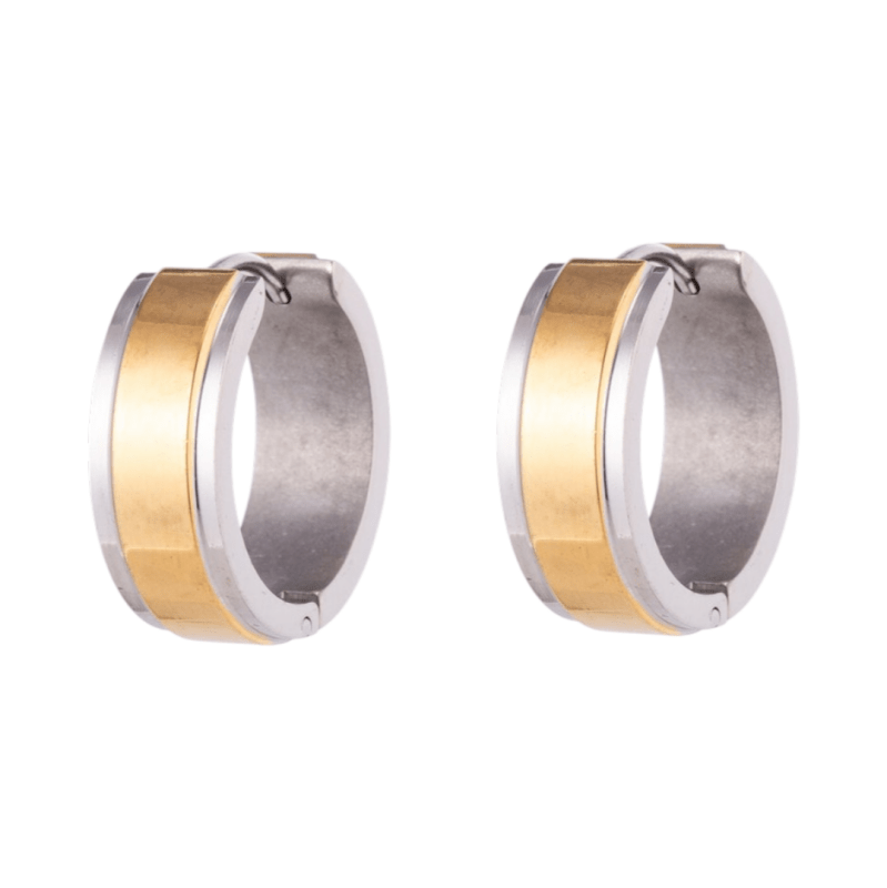 Bicolor RVS Oorringen met Goudkleurige Streep 13x7mm - oor5818 - se28070 - Oorringen kopen# - 13mm - 7mm - alles