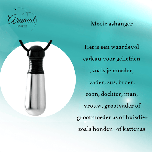 Bicolor stalen ashanger buis – zwart & zilver 38mm - Aramat Jewels - Gedenkhangers - cadeautip