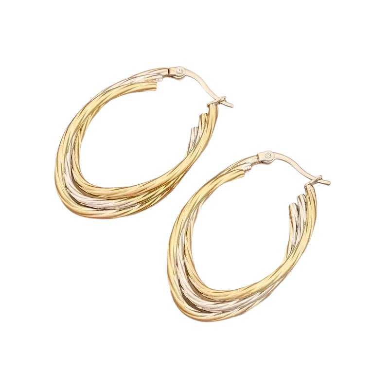 Bicolor Triple Oorringen Ovaal 38x6mm – Goud & Zilver - oor6287 - 49844 - Oorringen kopen# - 35mm - alles - bicolor