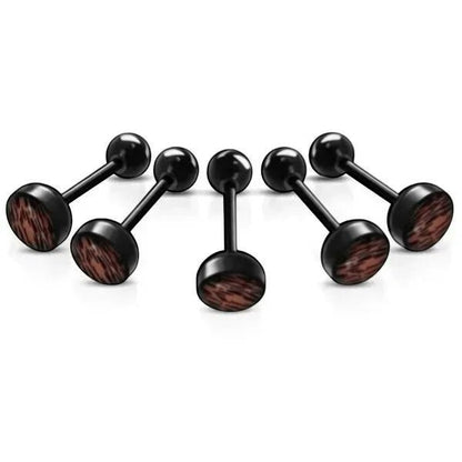 Een set van vier zwartbruine houten schroeven