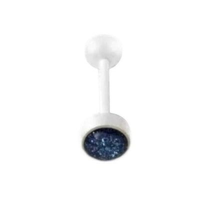 Een paar witte en blauwe oortelefoons met glitters