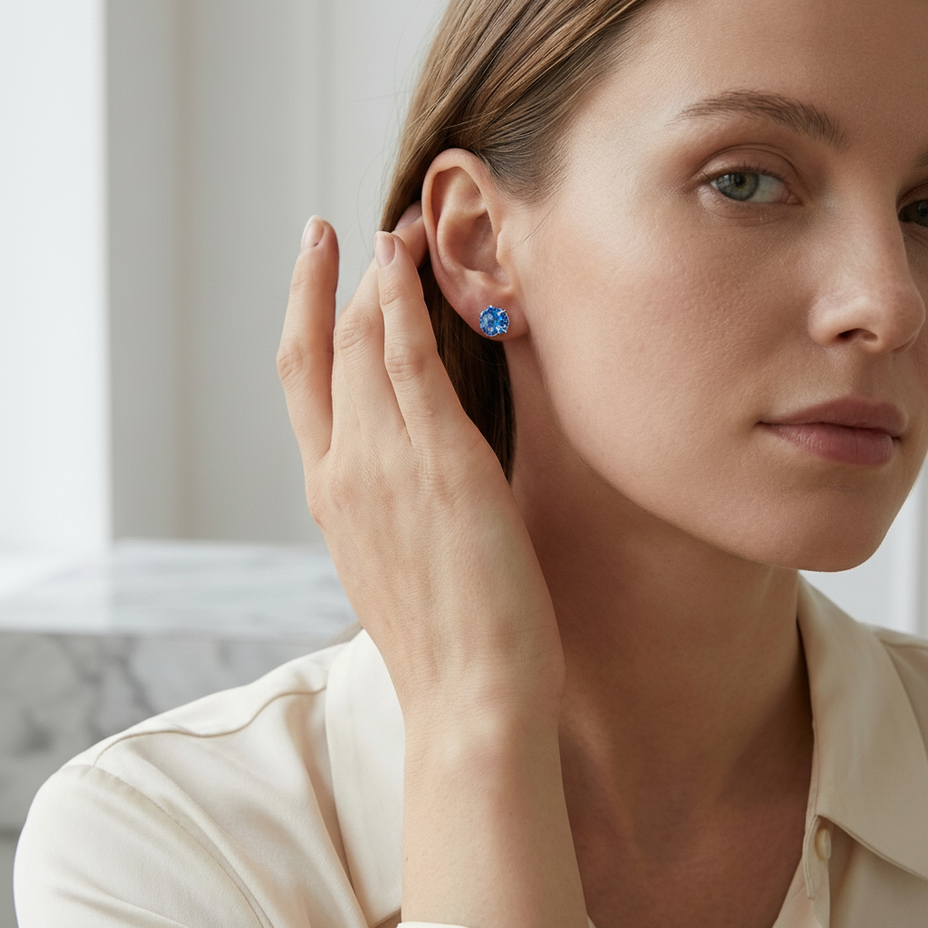 Blue Zirconia Earrings