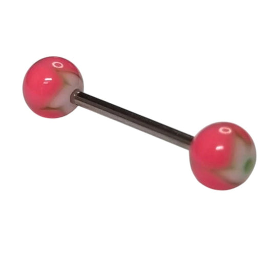 Een paar roze en witte ballen op een witte achtergrond