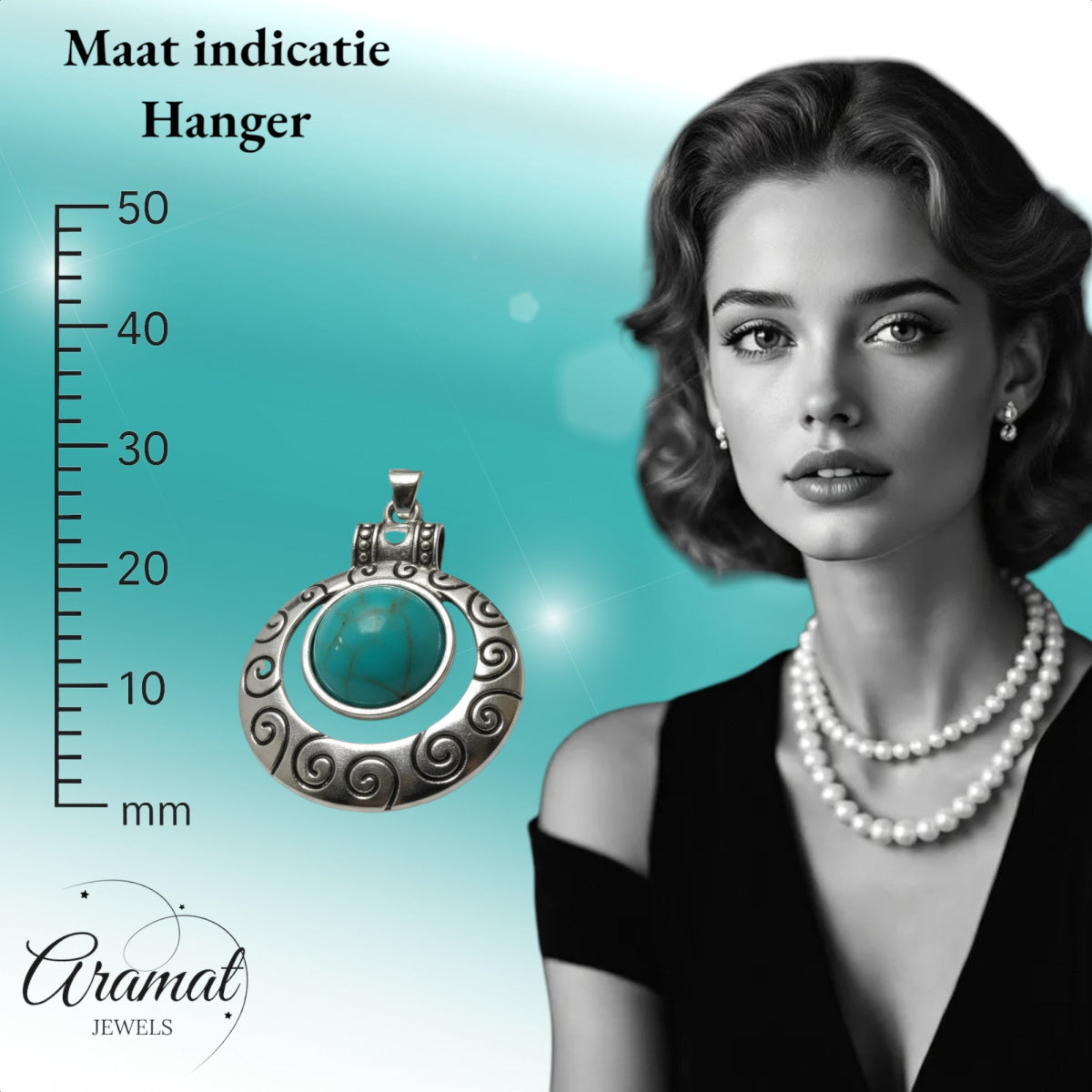 Bohemien Halsketting met Turquoise Steen - Aramat Jewels - Halskettingen - cadeautip