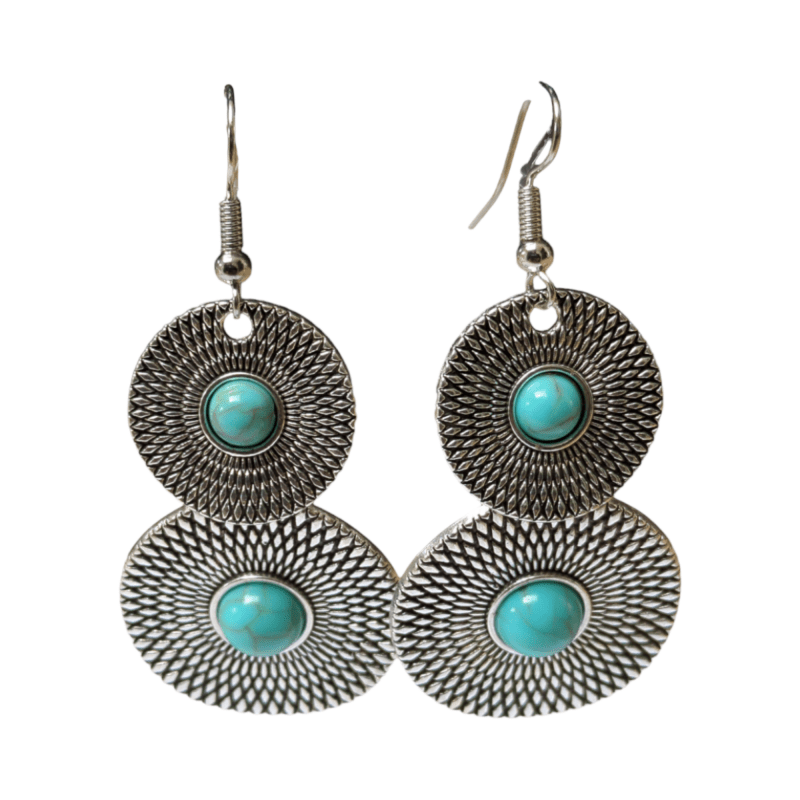 Bohemien Oorhangers met Dubbele Cirkels - oor6029 - Oorhangers kopen# - 65mm - alles - bali