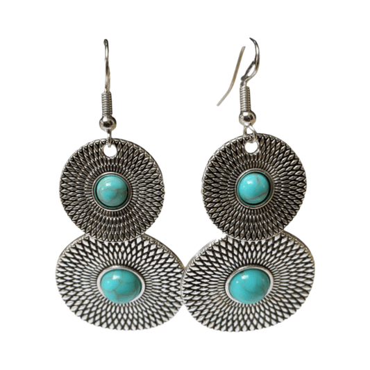 Bohemien Oorhangers met Dubbele Cirkels - oor6029 - Oorhangers kopen# - 65mm - alles - bali