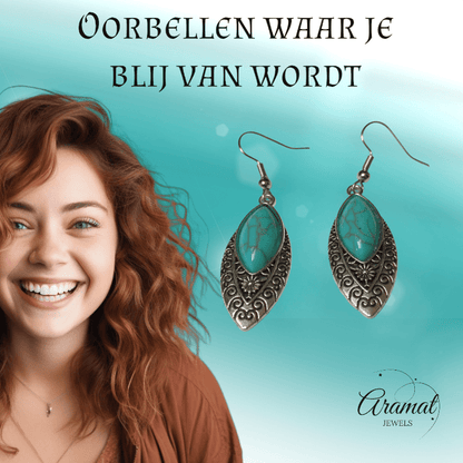 Bohemien Oorhangers met Ovale Hanger - oor6025 - Oorhangers kopen# - 55mm - alles - bali