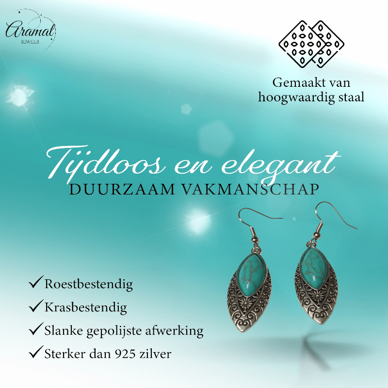 Bohemien Oorhangers met Ovale Hanger - oor6025 - Oorhangers kopen# - 55mm - alles - bali