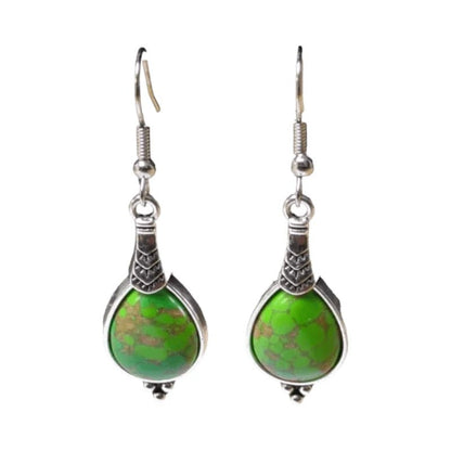 Boho Druppel Oorhangers – Groen Gemarmerde Steen – 52x15mm - oor6035 - Oorhangers kopen# - 50mm - alles - bali