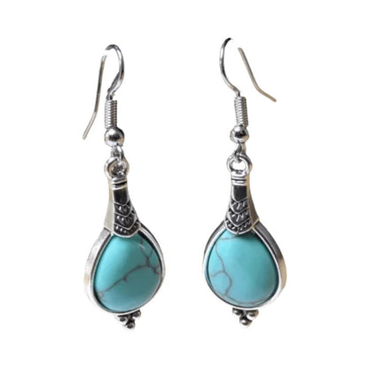 Boho Druppel Oorhangers – Lichtblauwe Steen – 52x15mm - oor6030 - Oorhangers kopen# - 50mm - alles - bali