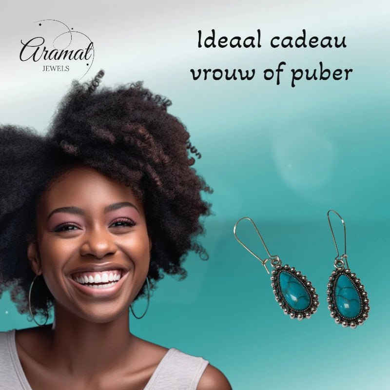 Boho Druppel Oorhangers met Steen - oor6049 - Oorhangers kopen# - 55mm - alles - bali