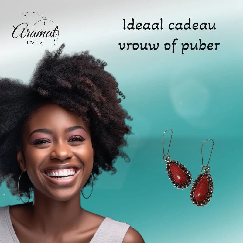 Boho Druppel Oorhangers met Steen - oor6049 - Oorhangers kopen# - 55mm - alles - bali