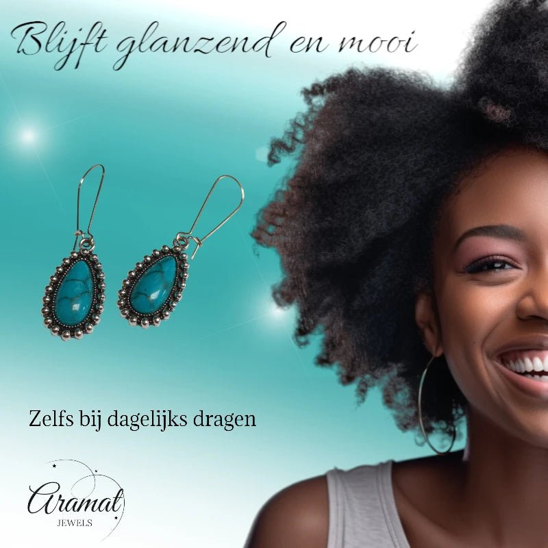 Boho Druppel Oorhangers met Steen - oor6049 - Oorhangers kopen# - 55mm - alles - bali