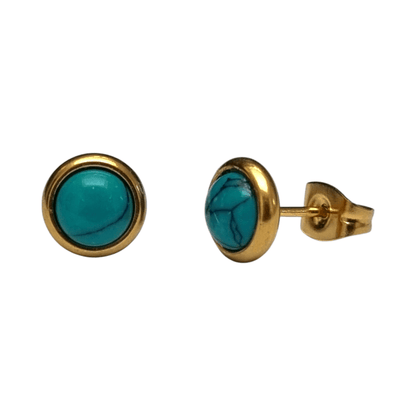 Boho Goudkleurige Oorbellen met Turquoise Groen 8mm - oor3065 - Oorbellen kopen# - 8mm - alles - cadeau