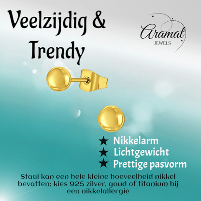 Bolletjes oorbellen – Goudkleur – 4mm - oor1007 - xe5558 - Oorbellen kopen# - 4mm - alles - bolletjes