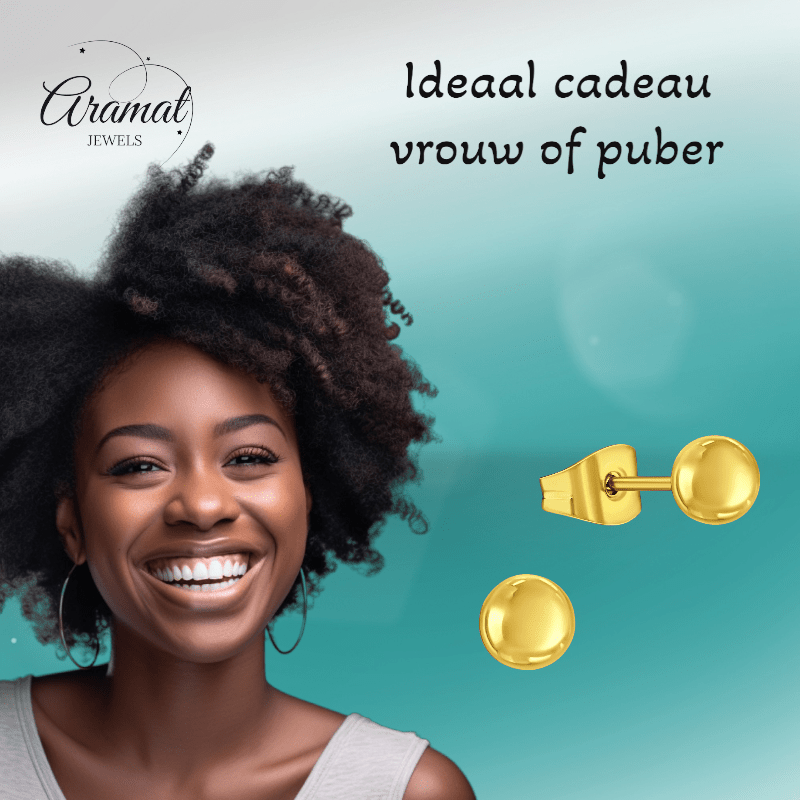 Bolletjes oorbellen – Goudkleur – 4mm - oor1007 - xe5558 - Oorbellen kopen# - 4mm - alles - bolletjes