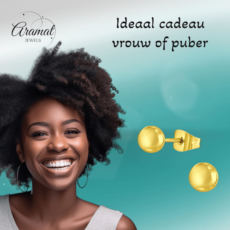 Bolletjes oorbellen – Goudkleur – 5mm - oor2191 - XE5558 - Oorbellen kopen# - 5mm - alles - bolletjes