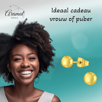 Bolletjes oorbellen – Goudkleur – 5mm - oor2191 - XE5558 - Oorbellen kopen# - 5mm - alles - bolletjes