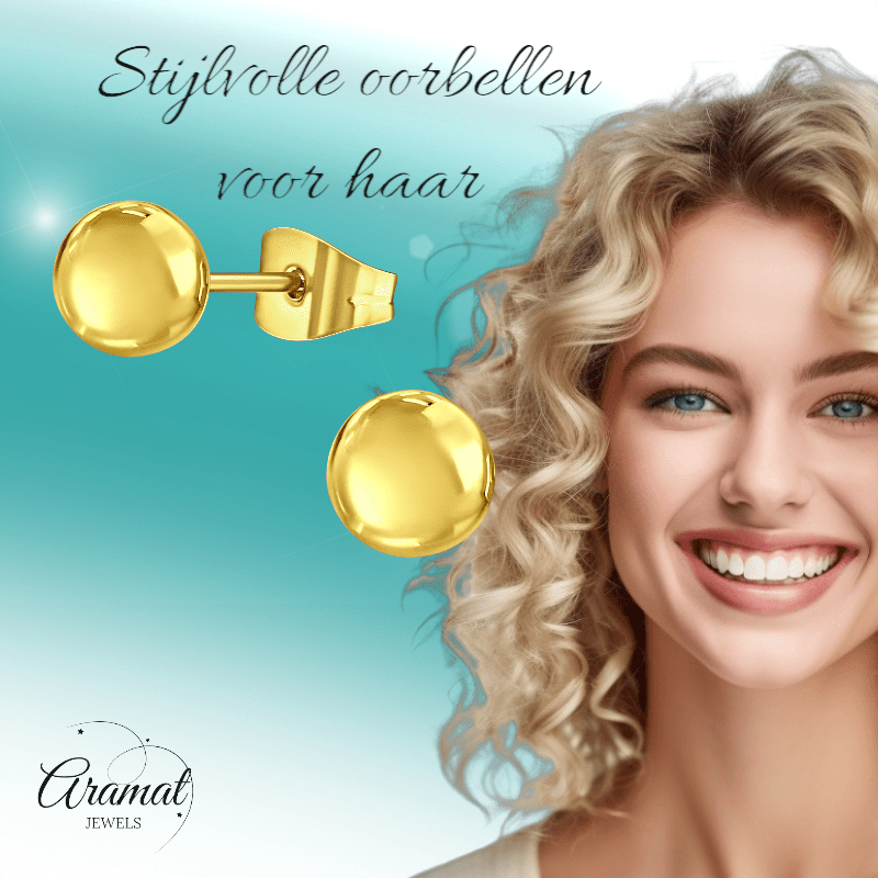 Bolletjes oorbellen – Goudkleur – 6mm - oor2720 - 14136 - Oorbellen kopen# - 6mm - alles - bolletjes