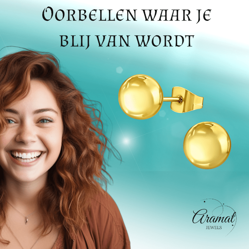 Bolletjes oorbellen – Goudkleur – 8mm - oor2725 - 14138 - Oorbellen kopen# - 8mm - alles - bolletjes