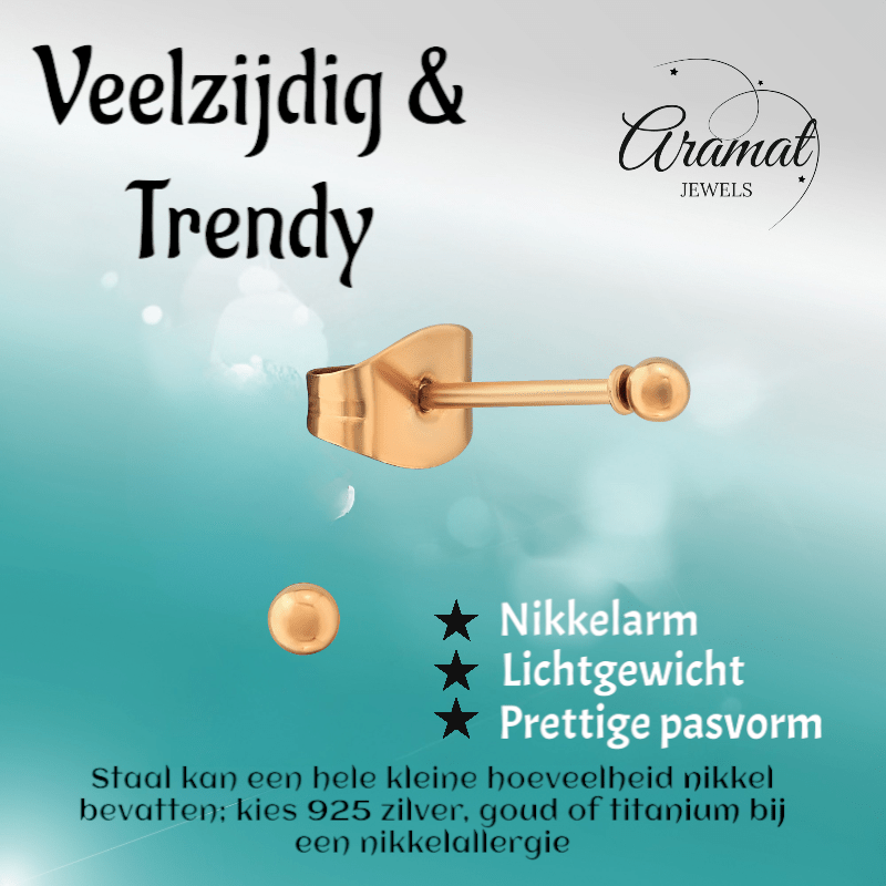 Bolletjes oorbellen – rosékleur – 2mm - oor2718 - 13816 - Oorbellen kopen# - 2mm - alles - bolletjes