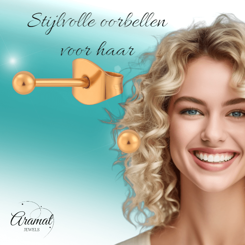 Bolletjes oorbellen – rosékleur – 3mm - oor3777 - Oorbellen kopen# - 3mm - alles - bolletjes