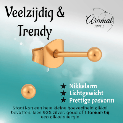 Bolletjes oorbellen – rosékleur – 3mm - oor3777 - Oorbellen kopen# - 3mm - alles - bolletjes