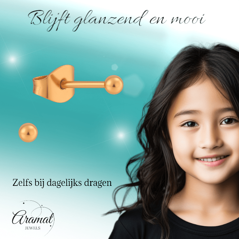 Bolletjes oorbellen – rosékleur – 3mm - oor3777 - Oorbellen kopen# - 3mm - alles - bolletjes