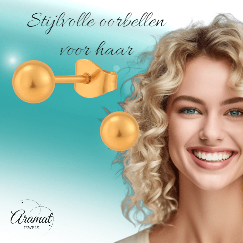 Bolletjes oorbellen – rosékleur – 4mm - oor2746 - XE70084 - Oorbellen kopen# - 4mm - alles - bolletjes
