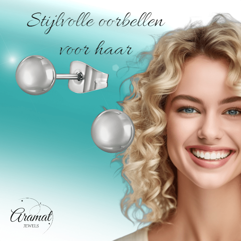 Bolletjes oorbellen – zilverkleur – 4mm - oor1377 - XE54559 - Oorbellen kopen# - 4mm - alles - bolletjes